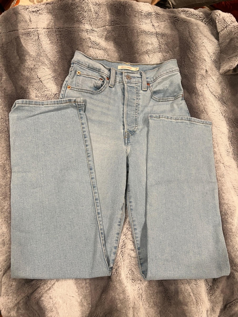 Levis Ribcage Straight High-Rise Light Wash Blue - Size 27 - Picture 8 of 11